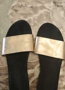 Gold Metallic Slide Sandals