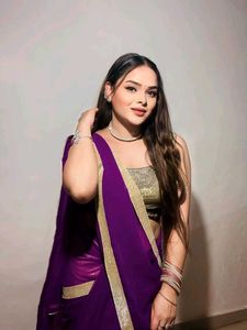 Purple &amp; Gold Saree Blouse Combo