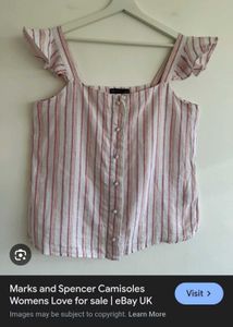 MARKS &amp;SPENCER Striped Flutter Sleeve Top