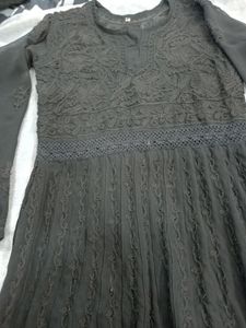 Chickankari Anarkali Kurti With Inner And Dupatta