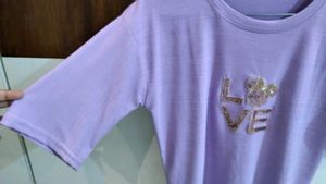 Lavender Tshirt With Cute Sequins Design
