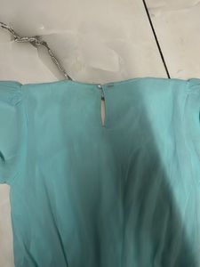 Aqua Ruffle Sleeve Top