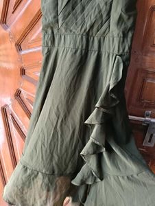 Olive Green Ruffle Dress Blue Bodycon