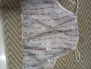 Silver Shiny Crop Top