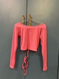 Pink Backless Crop Top