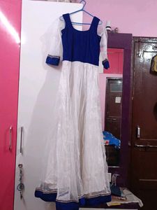 Elegant Blue & White Gown