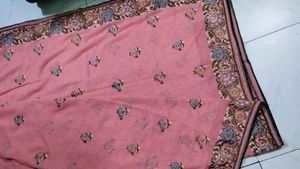 Pink Floral Embroidered Saree