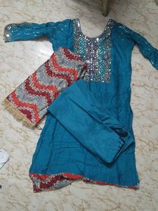 Teal Embroidered Salwar Suit