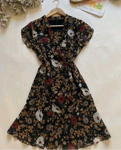 Black Floral Mini Dress