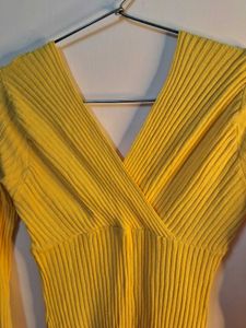 Ribbed Yellow Dress &amp; Green Top