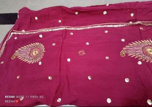 Maroon Embroidered Saree