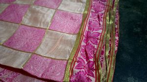 Pink Colorblock Cotton Saree