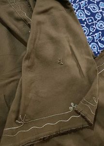 Embroidered Olive Green Kaftan Top