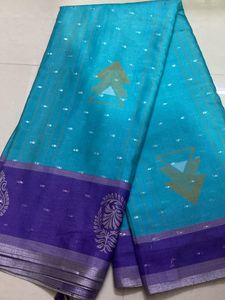 Turquoise Blue And Purple Joint Saree For Grabs