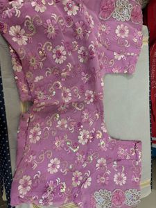 Elegant Pink Floral Saree with blouse petticoat