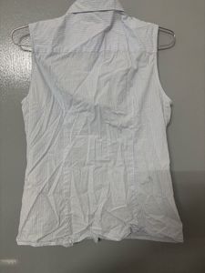 Sleeveless Blue &amp; White Checked Top