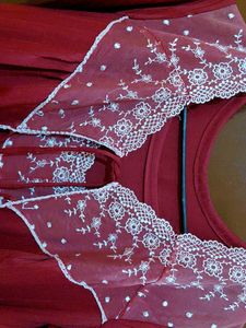 Elegant 2 Piece Maroon Nighty