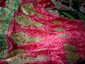 Elegant Pink &amp; Gold Embroidered Saree