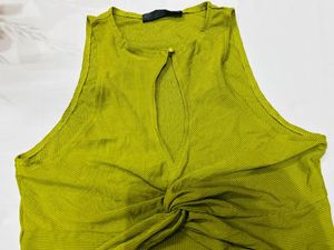 Olive Green Knotted Crop Top