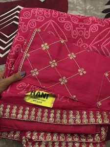 Pink Bandhani Saree with Blouse