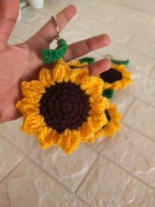 Sunflower Crochet Keychain