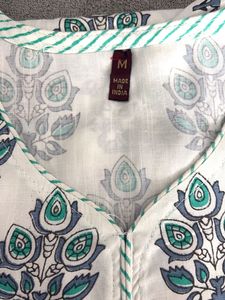 White Printed Kurta Set