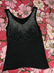 Black Embellished Tank Top