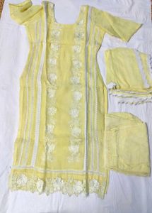 Yellow Embroidered Salwar Kameez Suit