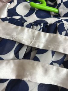Navy Blue And White Polka Print Frock