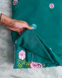Embroidered Green Saree 💚