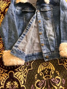 Denim Jacket with Fur Trim