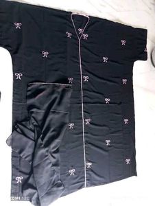 Elegant Trendy Bow Embroidered Black  Abaya