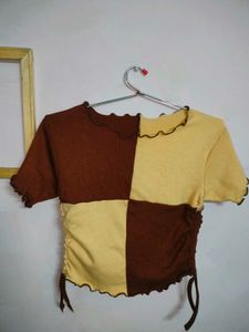 TWO SIDED SCRUNCHED CHECKED TOP