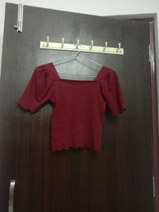 Burgundy Puff Sleeve Top
