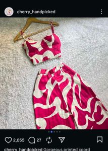 Pink &amp; White Patterned Two-Piece Set