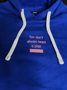 SPAO Blue Graphic Hoodie - &#39;No Plan&#39;
