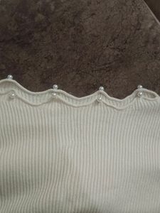 White Beads Detailing Winter Top