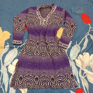 Purple Floral Knit Tunic Top