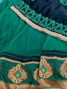 Emerald &amp; Black Embroidered Anarkali Suit