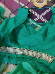 Green Embellished Saree &amp; Blouse