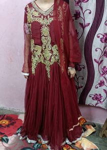 Maroon Colour Gown Beutiful And Attractive