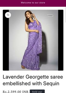 Purple Sequin saree w stitch blouse