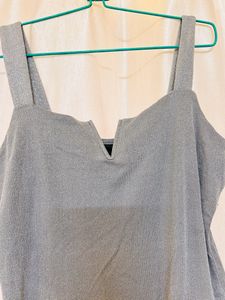Silver Shimmery Bodysuit And Pink Top For Sruthi