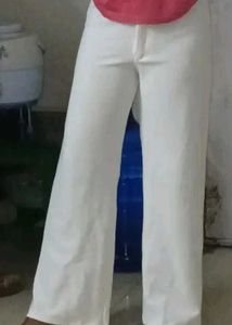 White Wide Leg Trousers