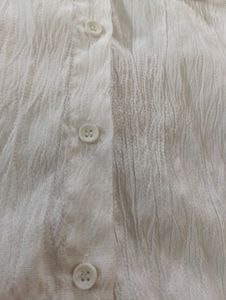 Textured White Button-Down Shirt