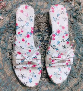 White Printed Sandal For Girls & Women