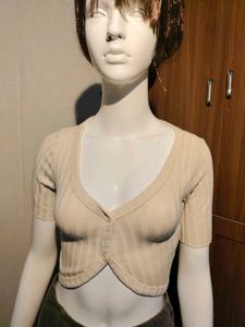 Ribbed Cropped Cardigan