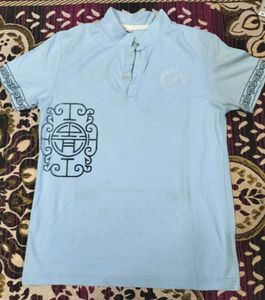 T Shirt With Collar, Looking Fabulous 😍, Sky Blue