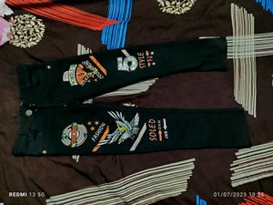 Embroidered Graphic Jeans