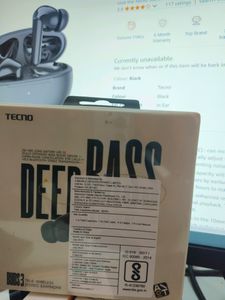 Tecno Ear Buds 3 Immersive Sound Experience 10mm